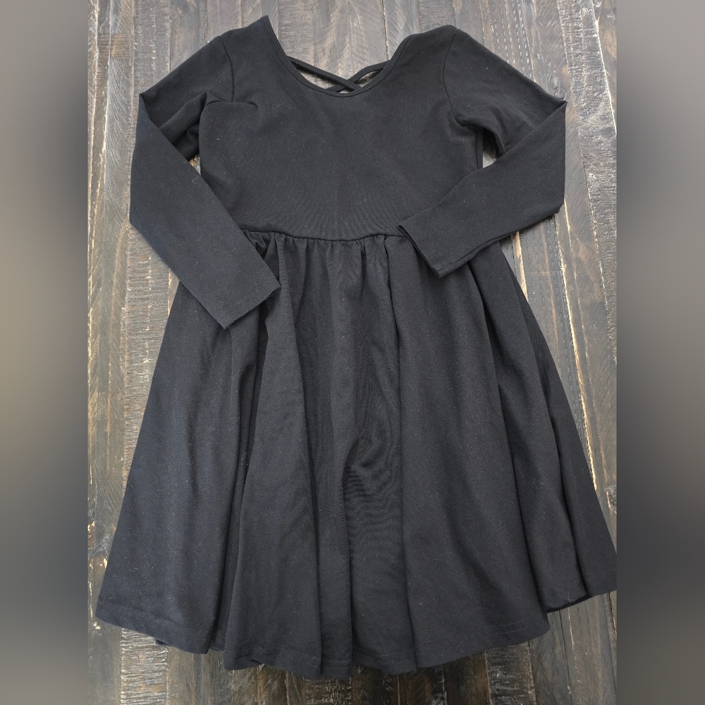 Stelle Long Sleeve Girls Dress Toddler Black Dresses Cotton Twirl Dress Siize 7